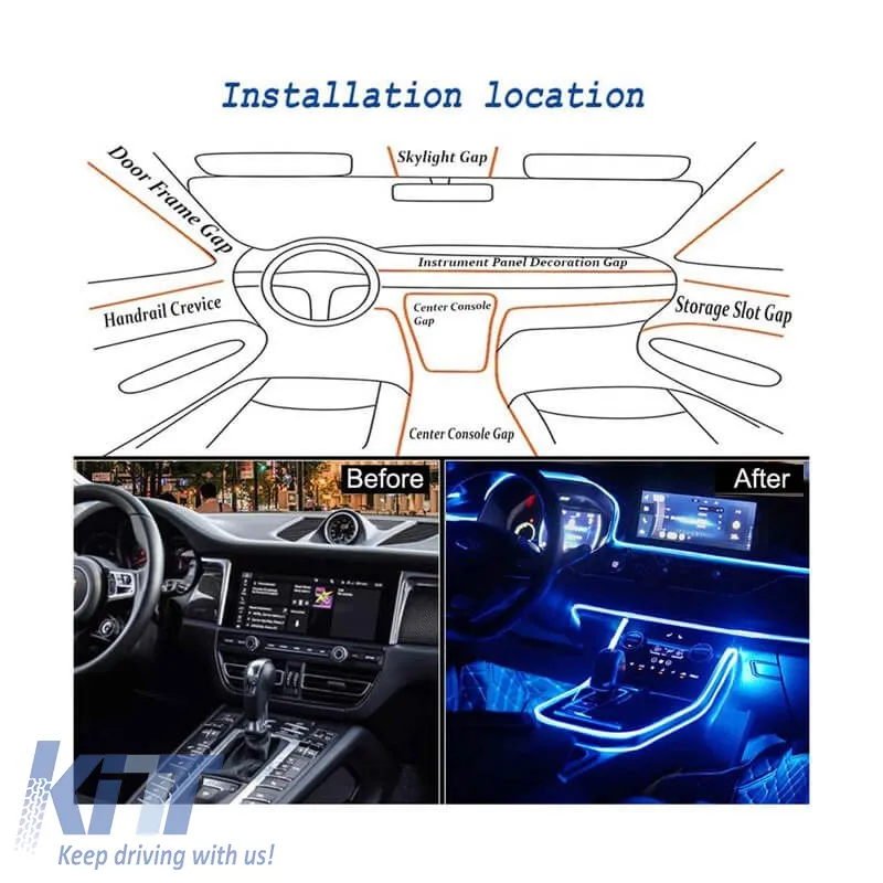 Decoration Car Optic Fiber Led Kit With Smart Bluetooth RGB