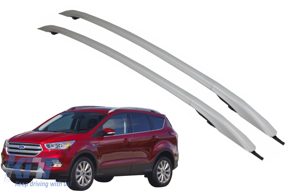 Yiyai 2 x 48 Car Roof Rack For Ford KUGA 2013-2018 Roof Bars Anti-theft Design Lockable Aluminium Silver Luggage Carrier For Car with Side Rails 100kg Capacity 