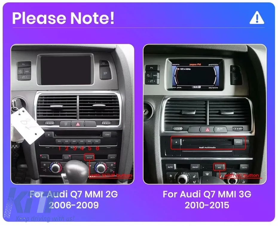 Dedicated Navigation suitable for Audi Q7 (2005 - 2015), 8.8 Inch, 6Gb Ram, 128Gb Storage, Android Auto, Carplay