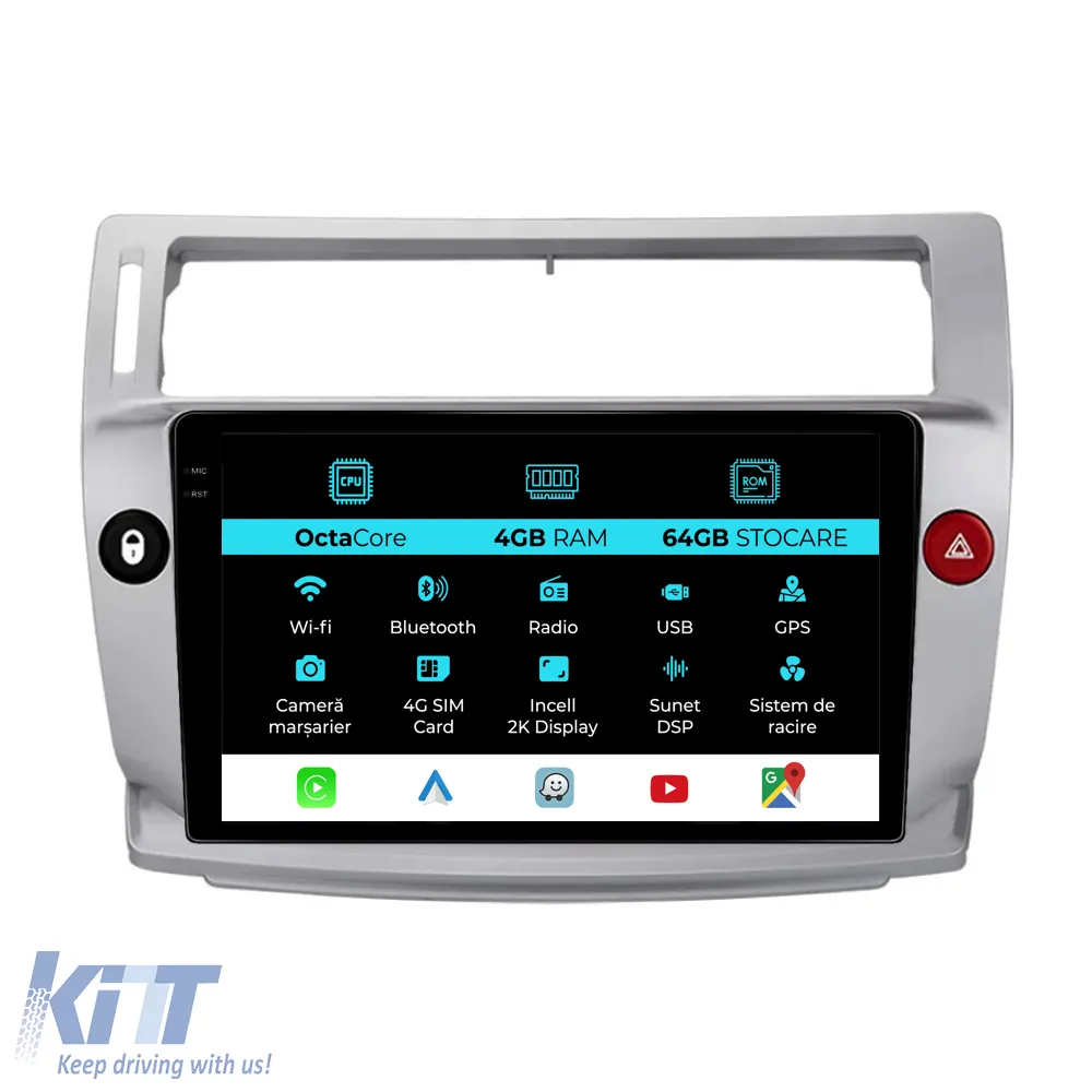 Dedicated Navigation suitable for Citroen C4 (2004 - 2012), 2K, 4Gb RAM, 64Gb Storage, Android Auto, Carplay