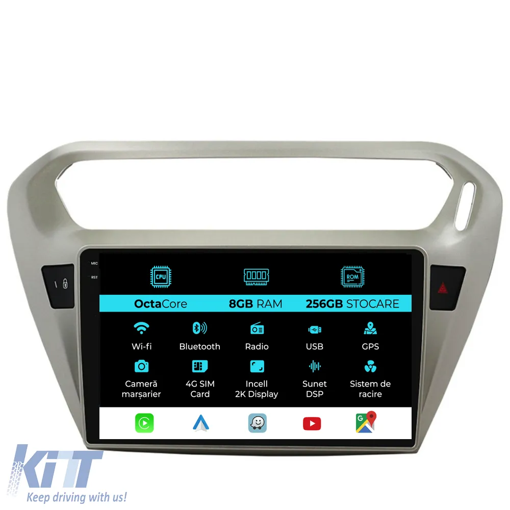 Dedicated Navigation suitable for Citroen C-Elysee (2013 - 2018), 2K, 8Gb RAM, 256Gb Storage, Android Auto, Carplay