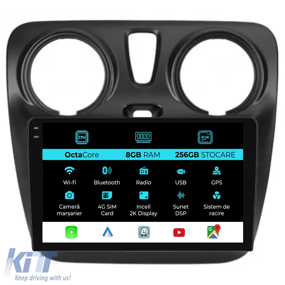 Dedicated Navigation suitable for Dacia Dokker (2010 - 2020), 2K, 8Gb RAM, 256Gb Storage, Android Auto, Carplay