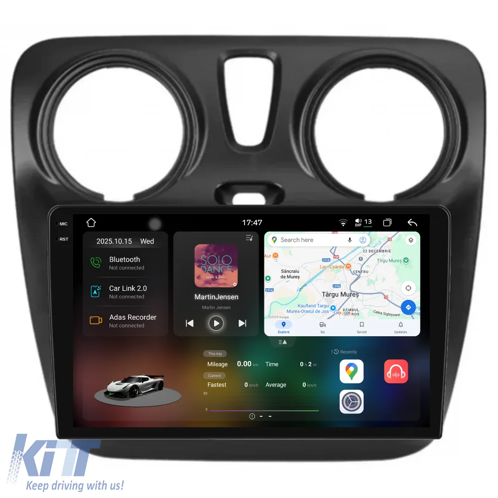 Dedicated Navigation suitable for Dacia Dokker (2010 - 2020), 2K, 12GB RAM, 256GB Storage, Android Auto, Carplay