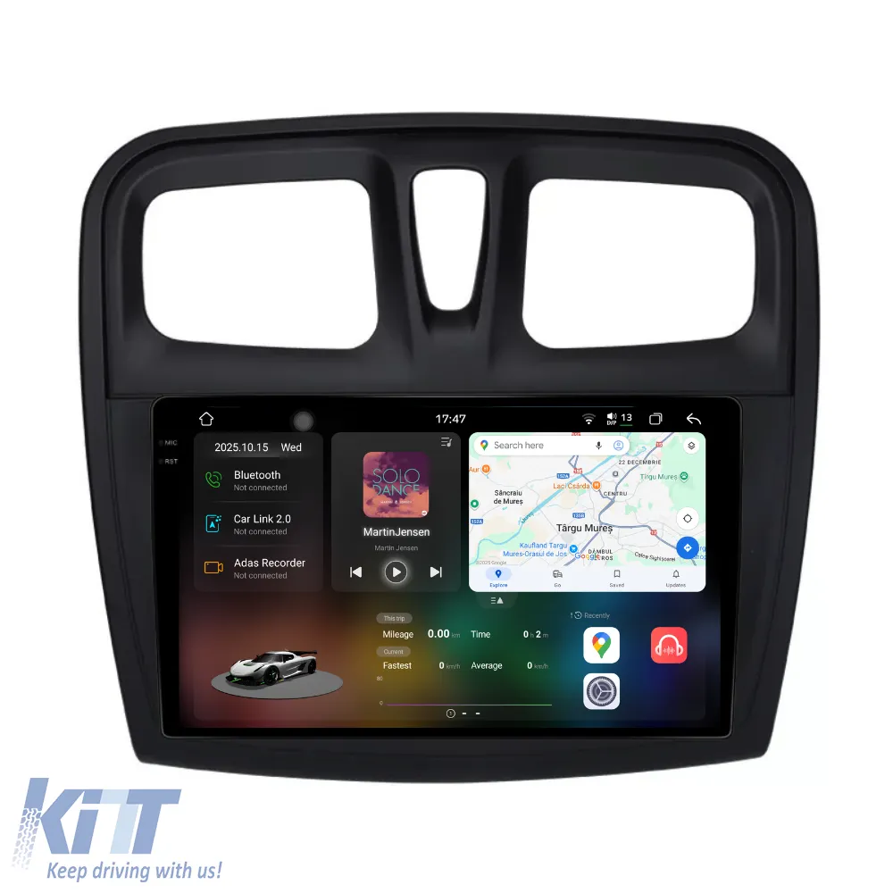 Dedicated Navigation suitable for Dacia Sandero (2010 - 2020), 2K, 12GB RAM, 256GB Storage, Android Auto, Carplay