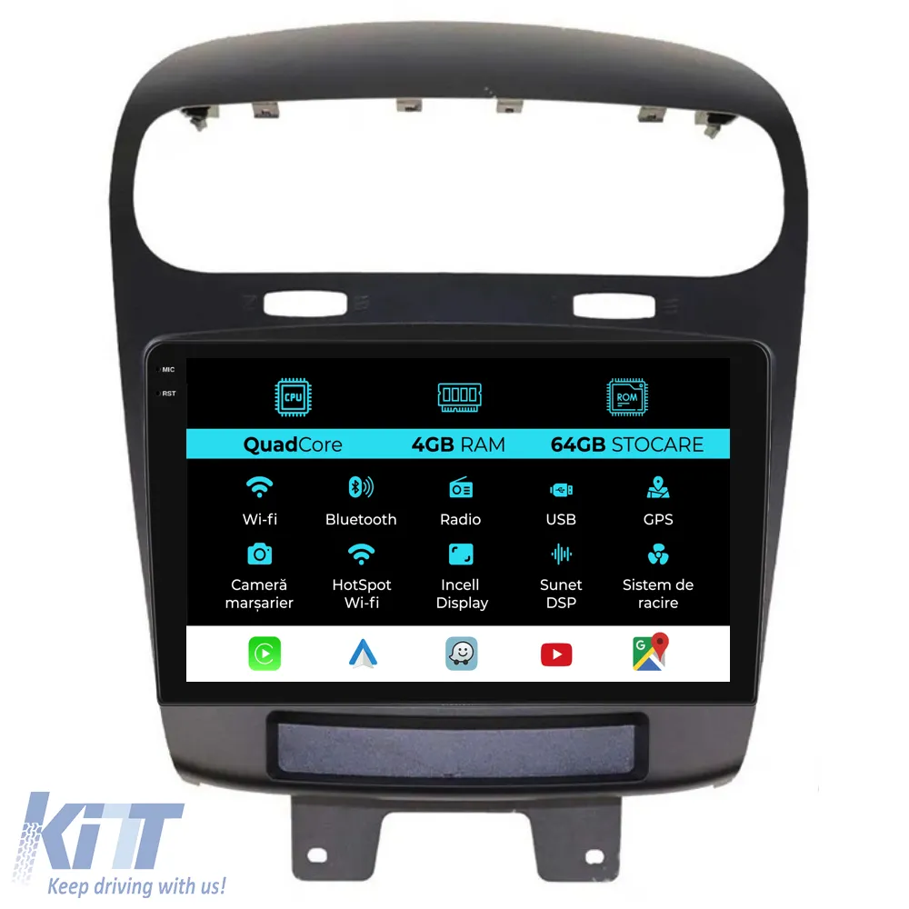 Dedicated Navigation suitable for Dodge Journey (2012-2020), QuadCore, 9 Inch, 4Gb RAM, 64Gb Storage, Carplay
