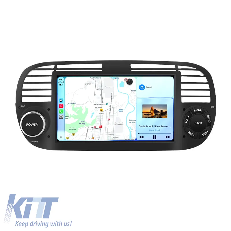 Dedicated Navigation suitable for Fiat 500 (2007 - 2015), 7 Inch, 4Gb RAM, 64Gb Storage, Android Auto, Carplay