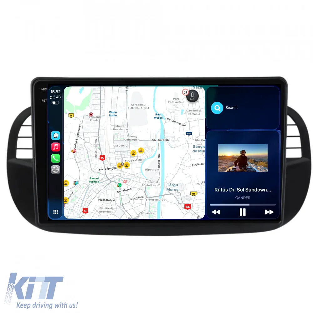 Dedicated Navigation suitable for Fiat 500 (2007 - 2015), 2K, 8GB RAM, 256GB Storage, Android Auto, Carplay