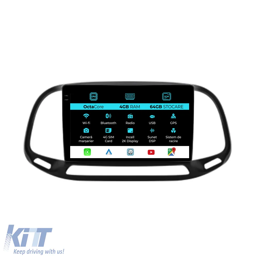 Dedicated Navigation suitable for Fiat Doblo (2015 - 2019), 2K, 4Gb RAM, 64Gb Storage, Android Auto, Carplay