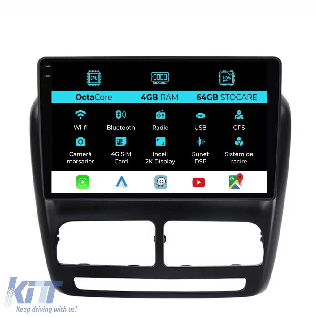 Dedicated Navigation suitable for Fiat Doblo (2010 - 2015), 2K, 4Gb RAM, 64Gb Storage, Android Auto, Carplay