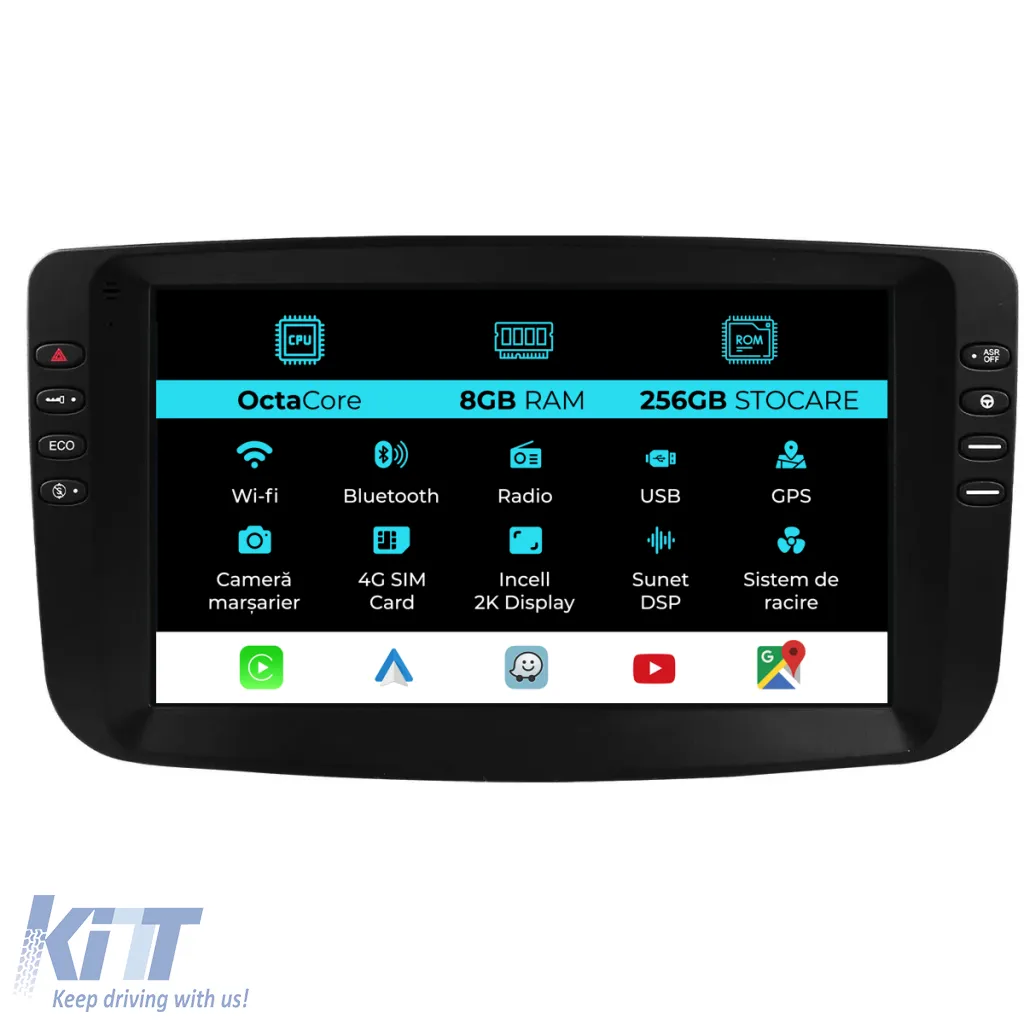 Dedicated Navigation suitable for Fiat Linea (2006-2012), 2K, 8Gb RAM, 256Gb Storage, Android Auto, Carplay