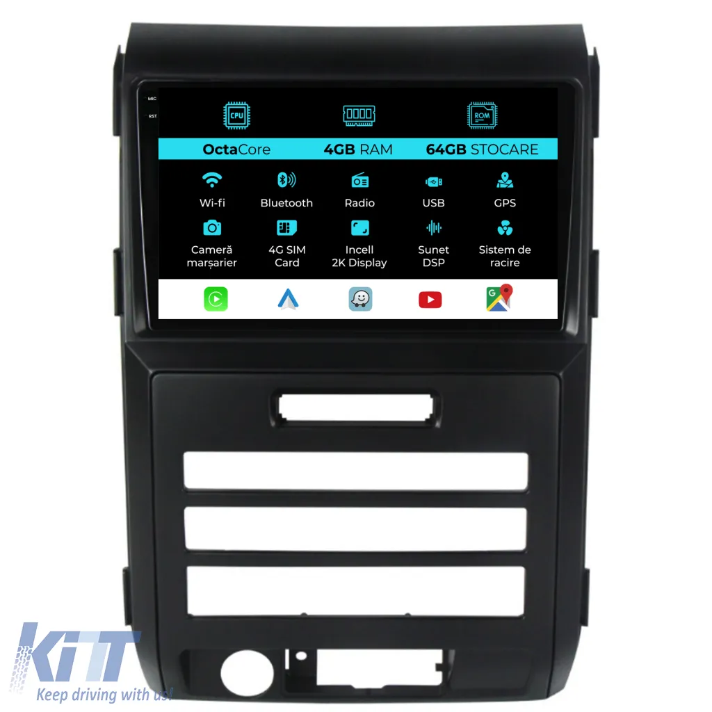 Dedicated Navigation suitable for Ford F150 (2008 - 2014), 2K, 4Gb RAM, 64Gb Storage, Android Auto, Carplay