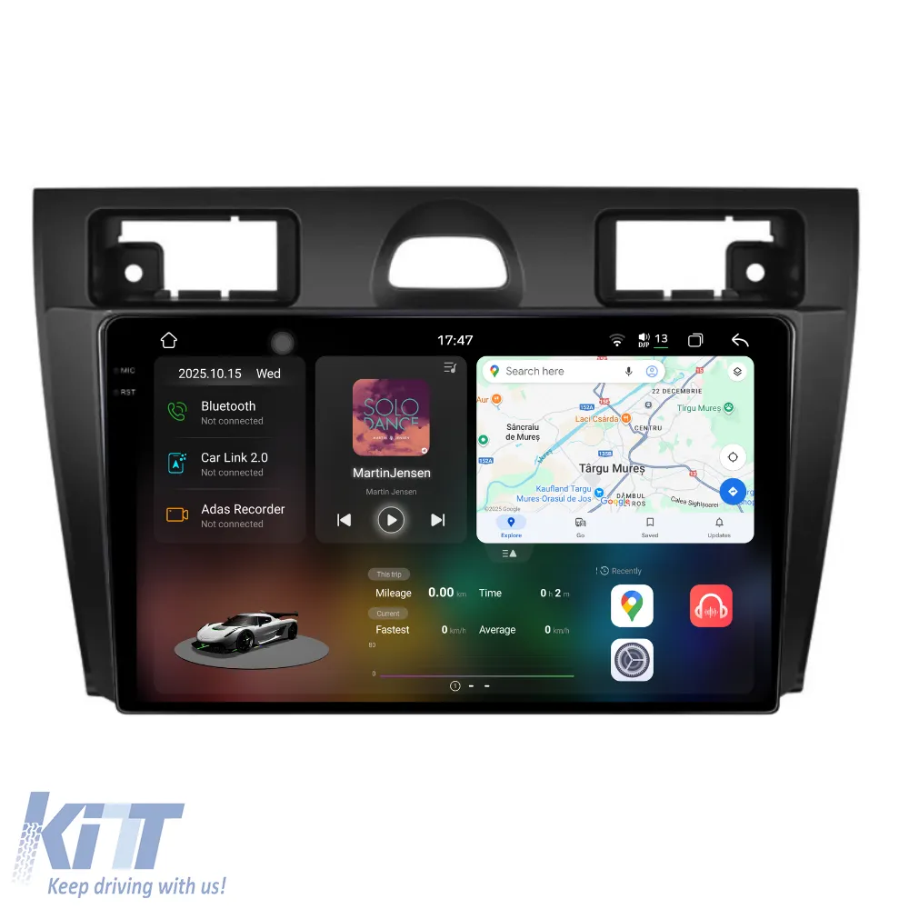 Dedicated Navigation suitable for Ford Fiesta (2004 - 2009), 2K, 12Gb RAM, 256Gb Storage, Android Auto, Carplay