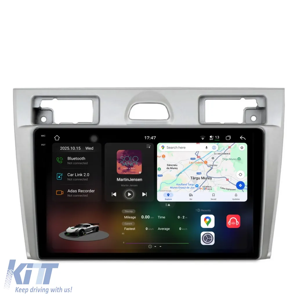 Dedicated Navigation suitable for Ford Fiesta (2004 - 2009), 2K, 12Gb RAM, 256Gb Storage, Android Auto, Carplay