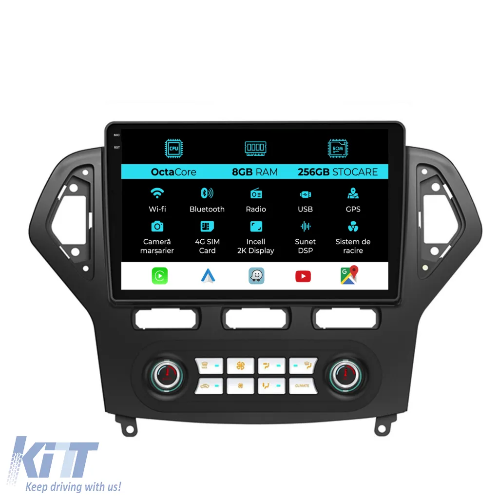 Dedicated Navigation suitable for Ford Mondeo (2007 - 2014), 2K, 8Gb RAM, 256Gb Storage, Android Auto, Carplay