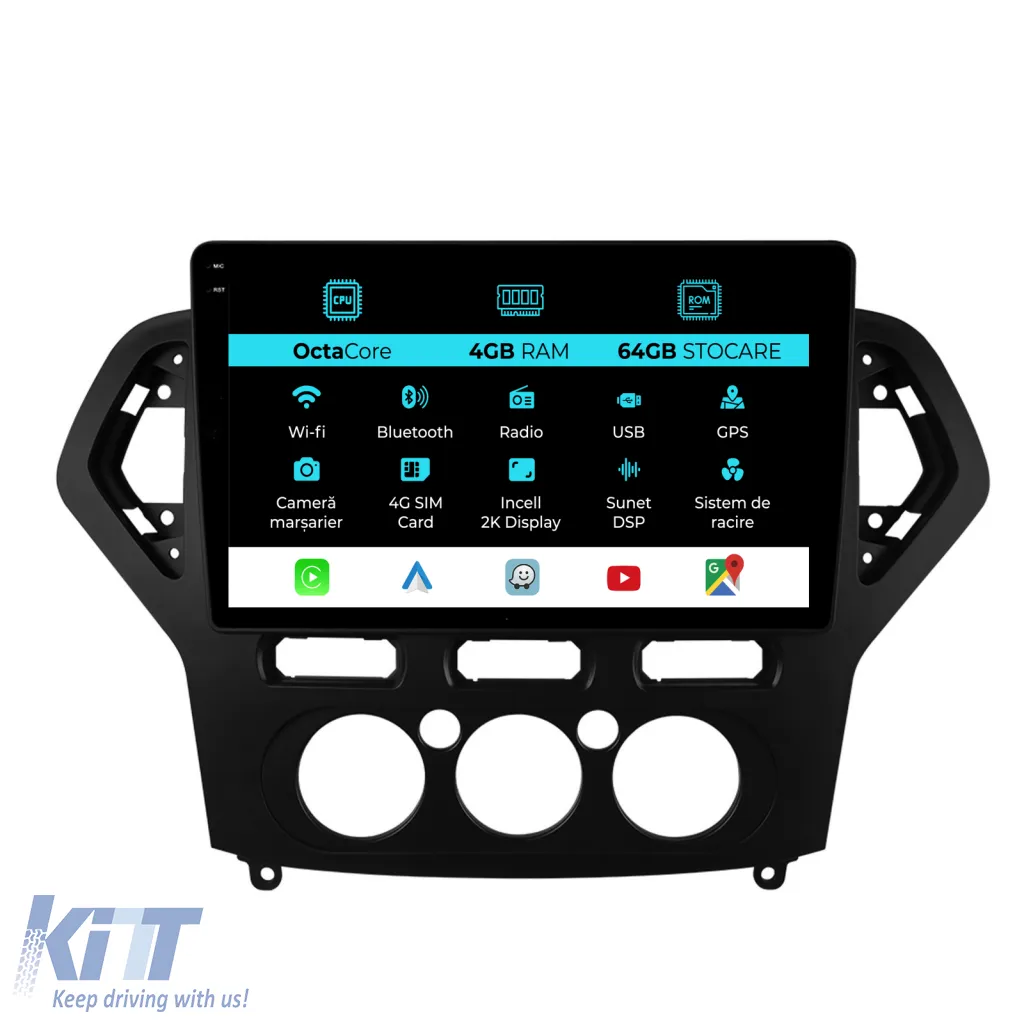 Dedicated Navigation suitable for Ford Mondeo (2007 - 2014), 2K, 4Gb RAM, 64Gb Storage, Android Auto, Carplay