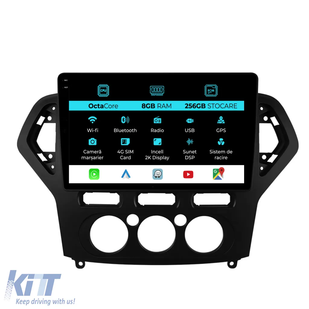Dedicated Navigation suitable for Ford Mondeo (2007 - 2014), 2K, 8Gb RAM, 256Gb Storage, Android Auto, Carplay