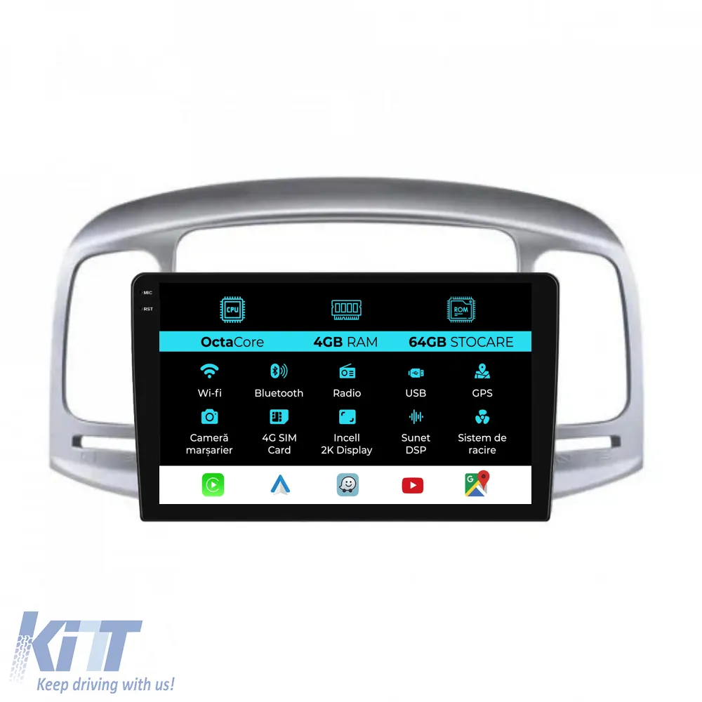 Dedicated Navigation suitable for Hyundai Accent (2005 - 2012), 2K, 4Gb RAM, 64Gb Storage, Android Auto, Carplay