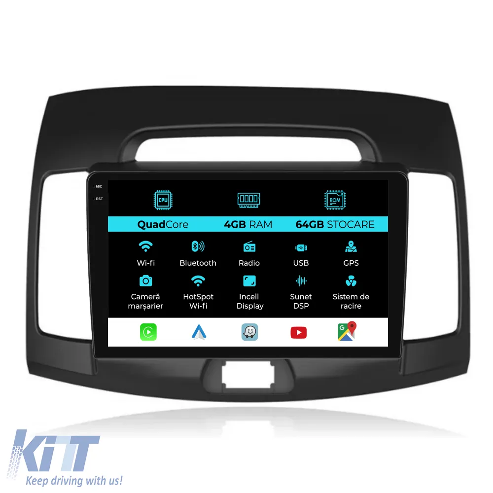 Dedicated Navigation suitable for Hyundai Elantra (2006-2011), QuadCore, 9 Inch, 4Gb RAM, 64Gb Storage, Android Auto, Carplay