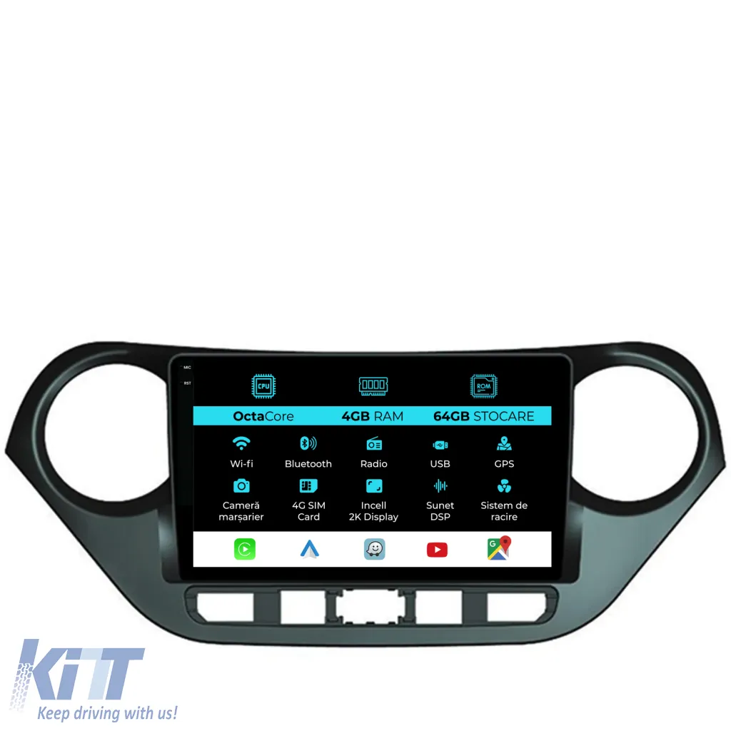 Dedicated Navigation suitable for Hyundai I10 (2007-2013), 2K, 4Gb RAM, 64Gb Storage, Android Auto, Carplay