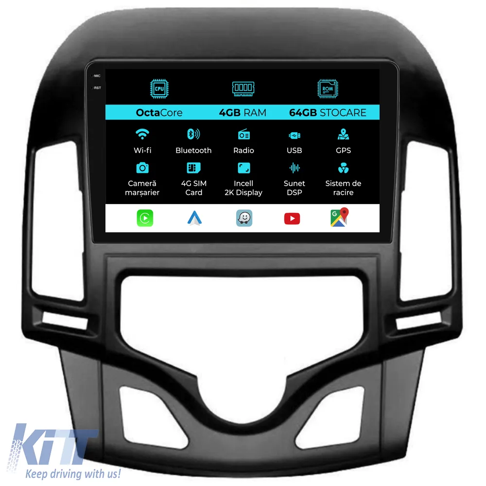 Dedicated Navigation suitable for Hyundai I30 (2007-2012), 2K, 4Gb RAM, 64Gb Storage, Android Auto, Carplay