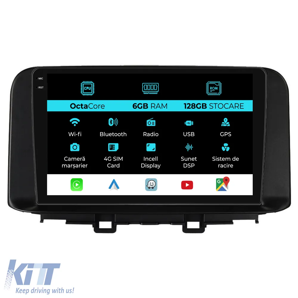 Dedicated Navigation suitable for Hyundai Kona (2017-2023), 10 Inch, 6Gb Ram, 128Gb Storage, Android Auto, Carplay
