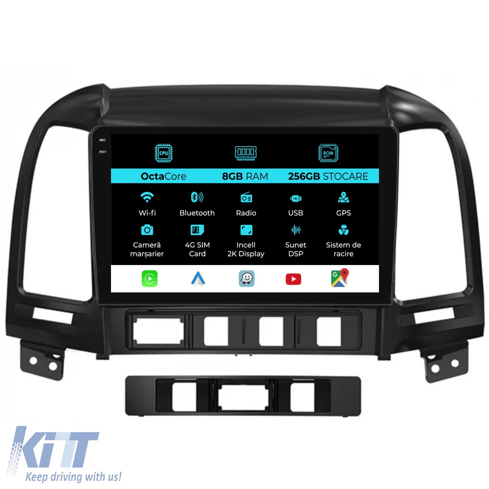 Dedicated Navigation suitable for Hyundai Santa Fe (2005-2012), 2K, 8Gb RAM, 256Gb Storage, Android Auto, Carplay