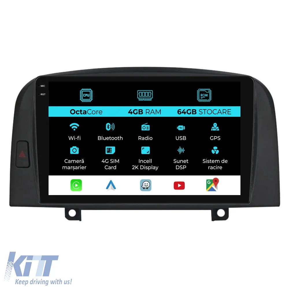 Dedicated Navigation suitable for Hyundai Sonata (2004 - 2008), 2K, 4Gb RAM, 64Gb Storage, Android Auto, Carplay
