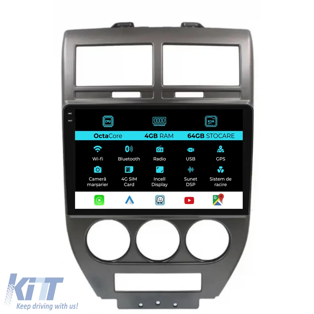 Dedicated Navigation suitable for Jeep Compass (2006-2010), 9 Inch, 4Gb Ram, 64Gb Storage, Android Auto, Carplay