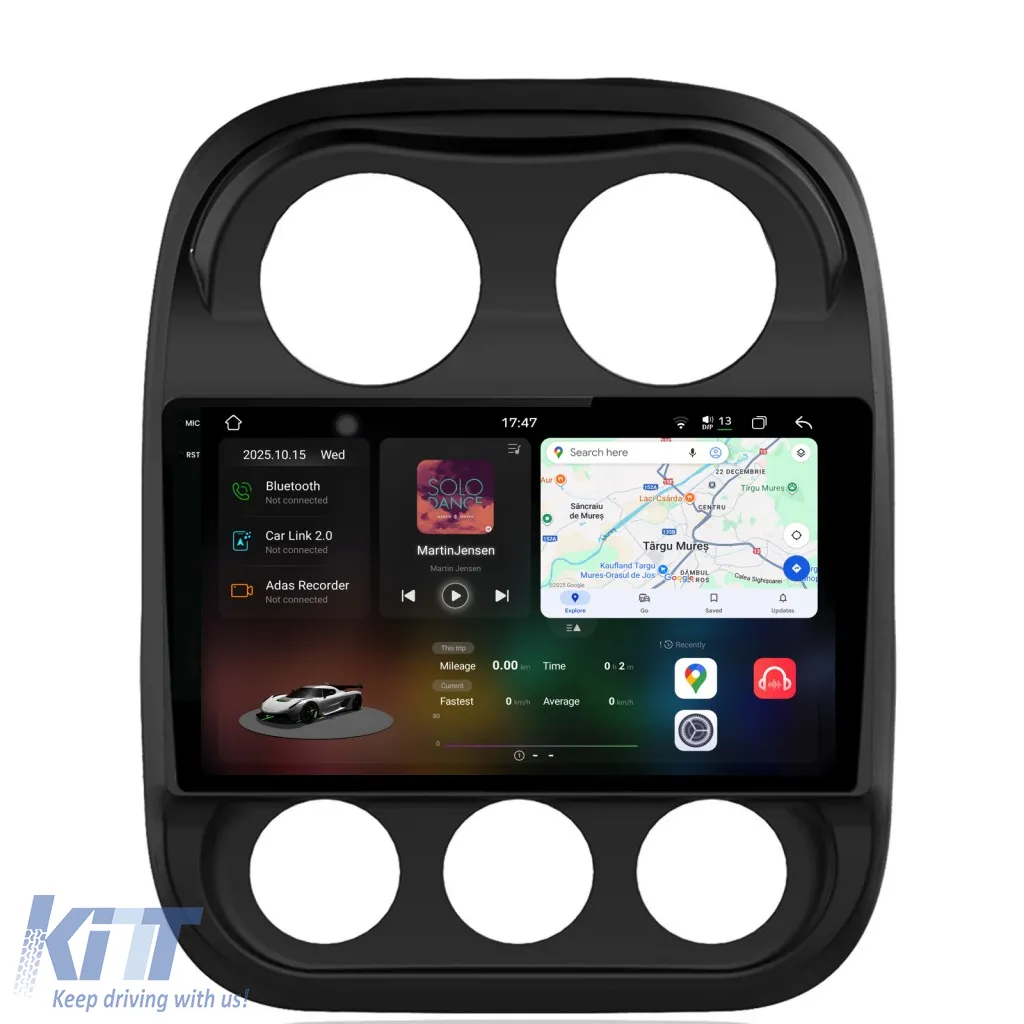 Dedicated Navigation suitable for Jeep Compass (2006-2010), 2K, 12Gb RAM, 256Gb Storage, Android Auto, Carplay