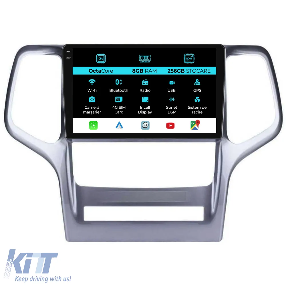 Dedicated Navigation suitable for Jeep Grand Cherokee (2010-2014), 9 Inch, 8Gb Ram, 256Gb Storage, Android Auto, Carplay
