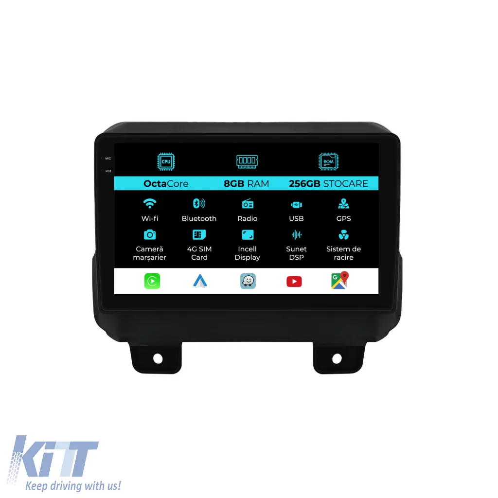 Dedicated Navigation suitable for Jeep Wrangler (2018-2022), 2K, 8Gb RAM, 256Gb Storage, Android Auto, Carplay