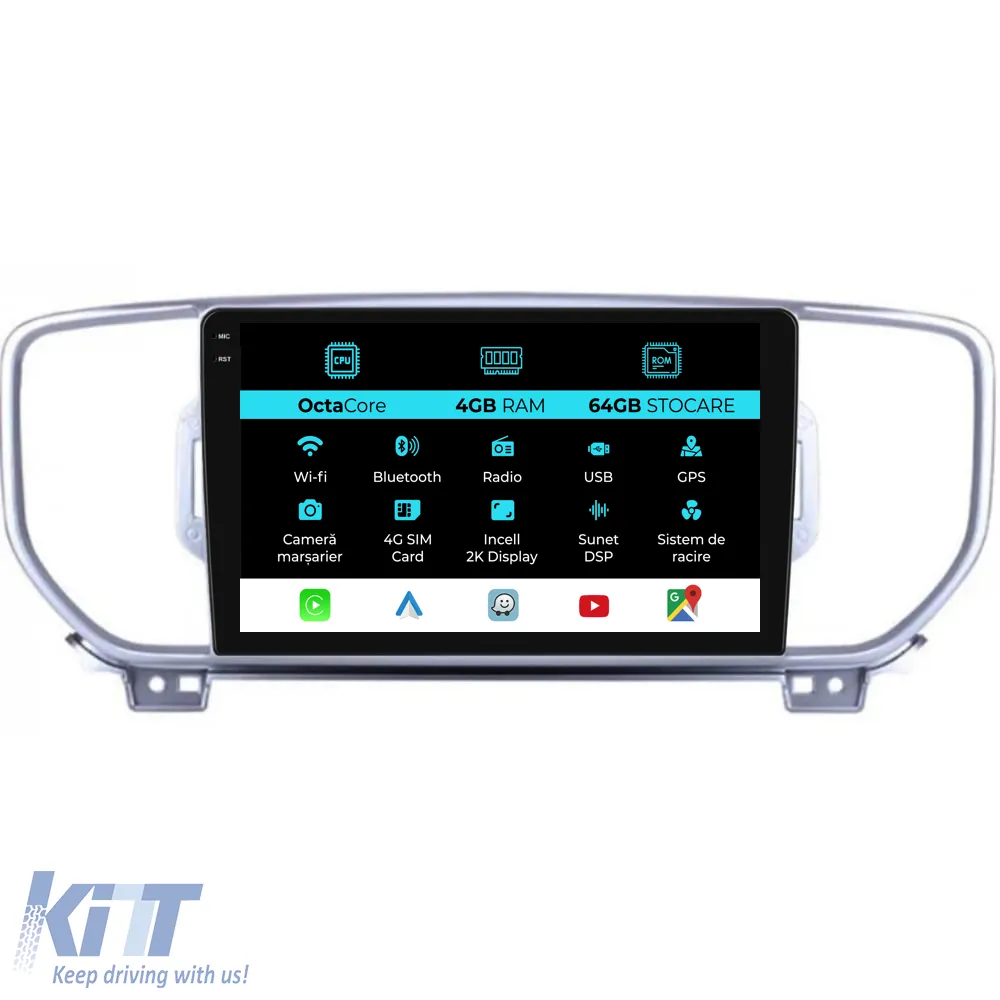 Dedicated Navigation suitable for Kia Sportage (2016 - 2019), 2K, 4Gb RAM, 64Gb Storage, Android Auto, Carplay