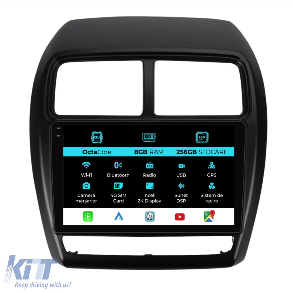 Dedicated Navigation suitable for Mitsubishi ASX (2010 - 2019), 2K, 8Gb RAM, 256Gb Storage, Android Auto, Carplay