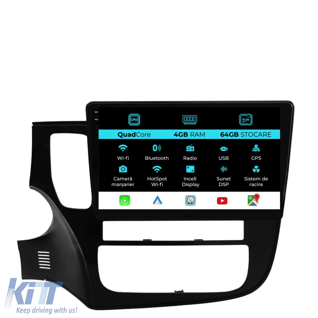 Dedicated Navigation suitable for Mitsubishi Outlander (2013 - 2020), QuadCore, 10 Inch, 4Gb Ram, 64Gb Storage, Android Auto, Carplay