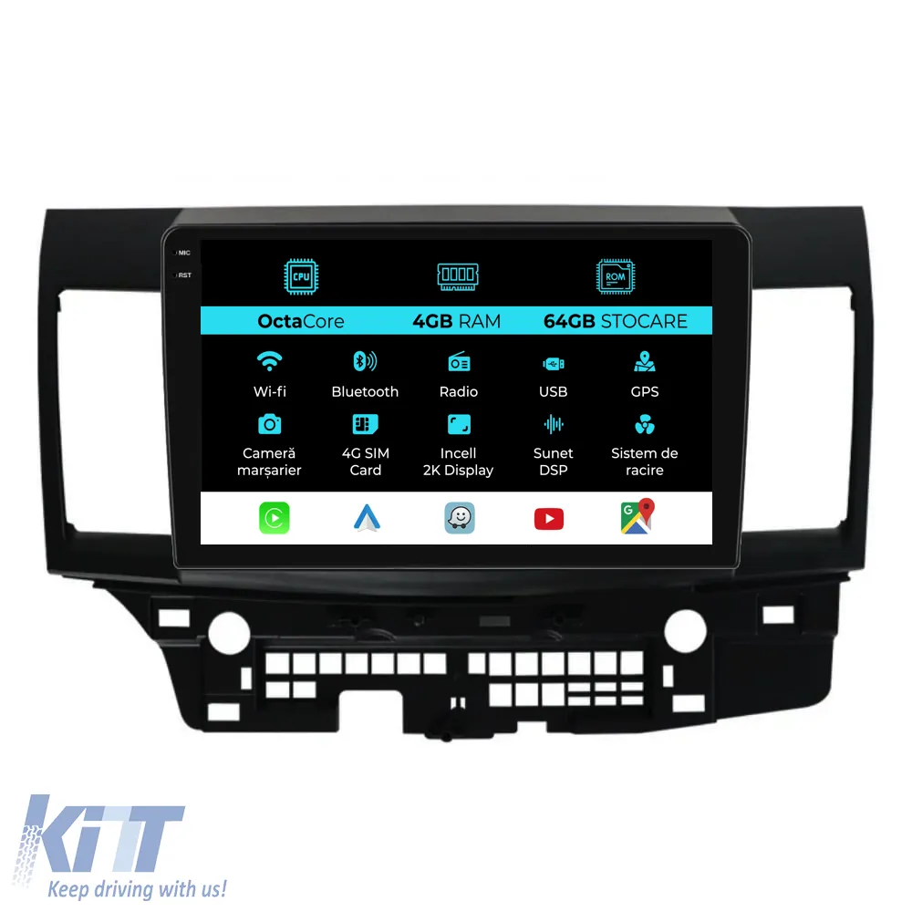 Dedicated Navigation suitable for Mitsubishi Lancer (2007 - 2013), 2K, 4Gb RAM, 64Gb Storage, Android Auto, Carplay