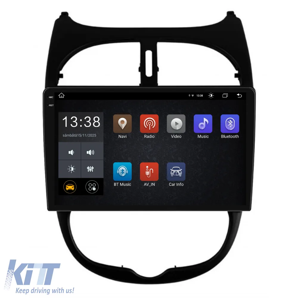 Dedicated Navigation suitable for Peugeot 206 (2001 - 2008), 2K, 8GB RAM, 256GB Storage, Android Auto, Carplay