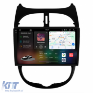 Dedicated Navigation suitable for Peugeot 206 (2001 - 2008), 2K, 12Gb RAM, 256Gb Storage, Android Auto, Carplay