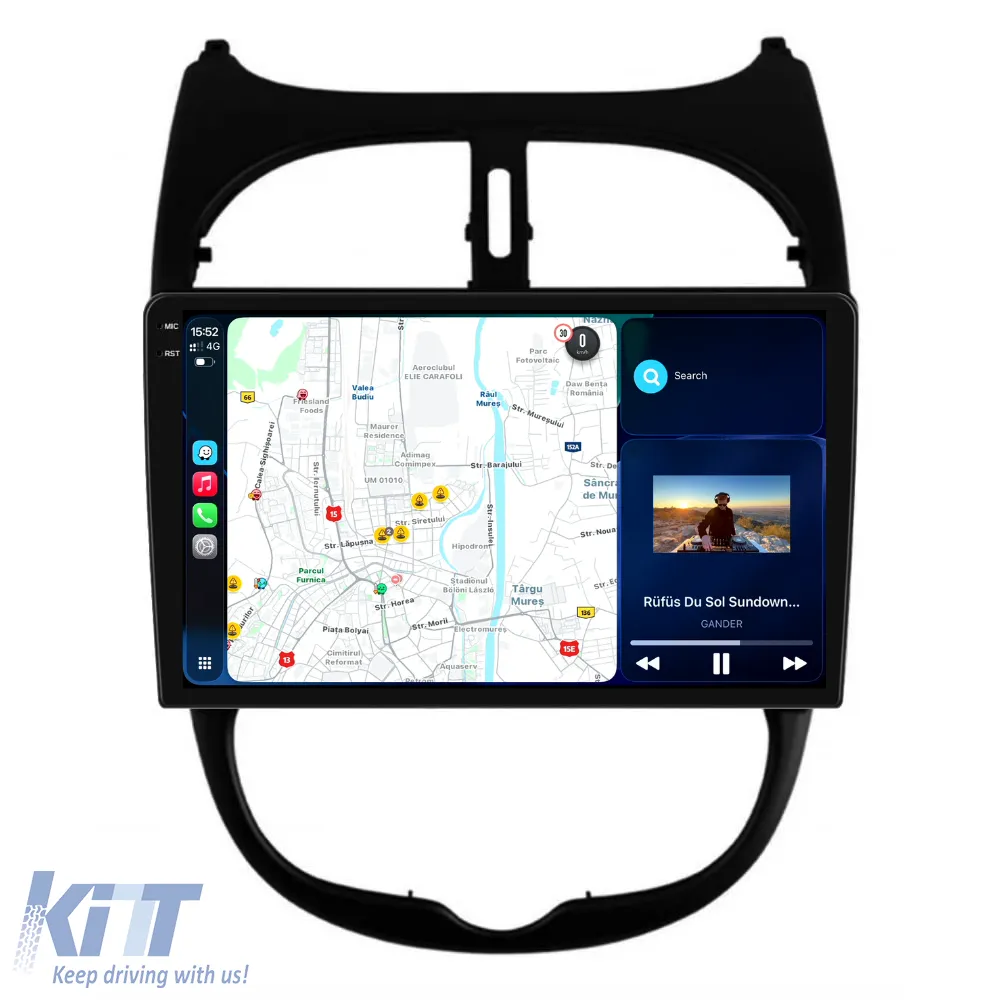 Dedicated Navigation suitable for Peugeot 206 (2001 - 2008), 2K, 12Gb RAM, 256Gb Storage, Android Auto, Carplay