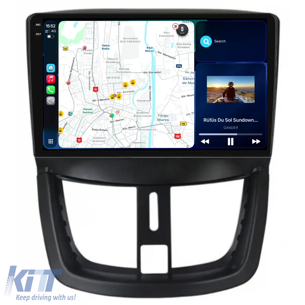 Dedicated Navigation suitable for Peugeot 207 (2006 - 2015), 2K, 4Gb RAM, 64Gb Storage, Android Auto, Carplay