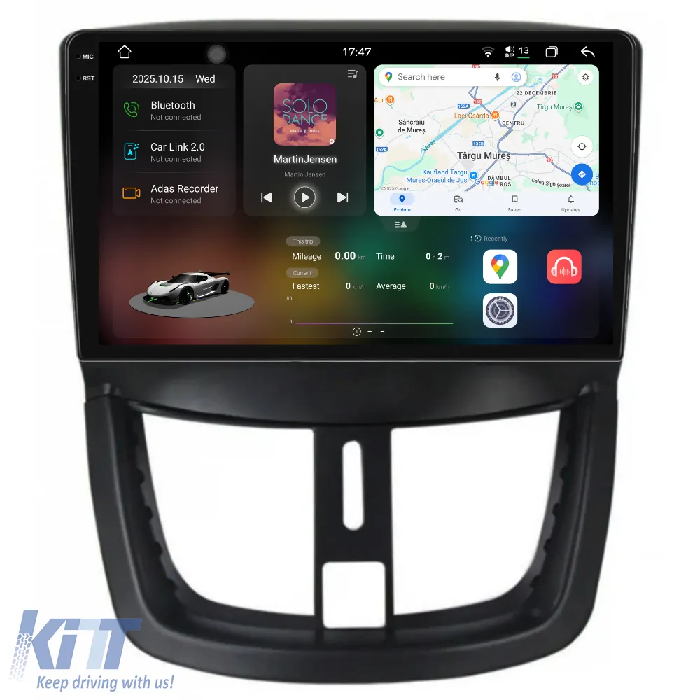 Dedicated Navigation suitable for Peugeot 207 (2006 - 2015), 2K, 12Gb RAM, 256Gb Storage, Android Auto, Carplay