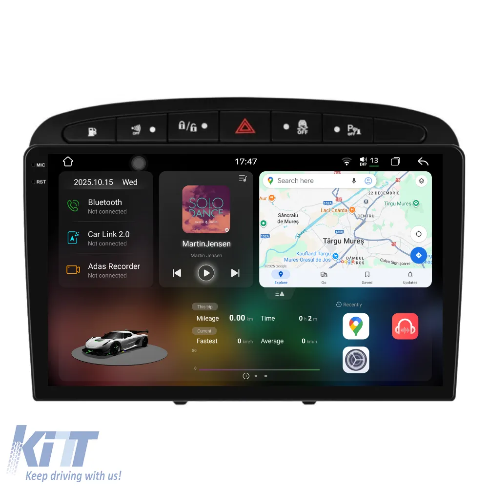 Dedicated Navigation suitable for Peugeot 408 (2008 - 2013), 2K, 12Gb RAM, 256Gb Storage, Android Auto, Carplay