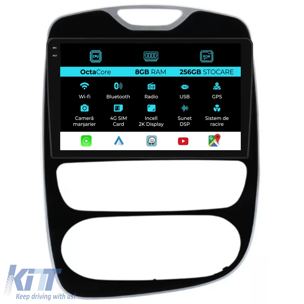 Dedicated Navigation suitable for Renault Clio 4 (2012 - 2019), 2K, 8Gb RAM, 256Gb Storage, Android Auto, Carplay