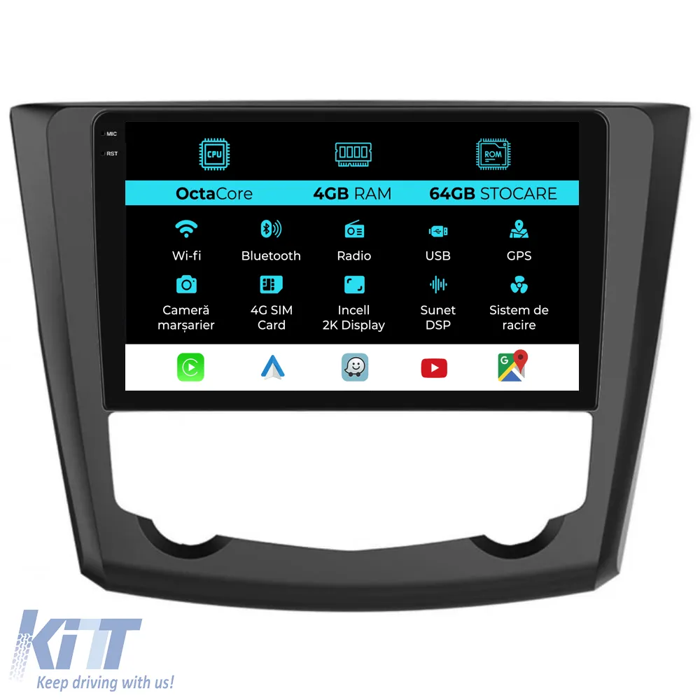 Dedicated Navigation suitable for Renault Kadjar (2015 - 2017), 2K, 4Gb RAM, 64Gb Storage, Android Auto, Carplay