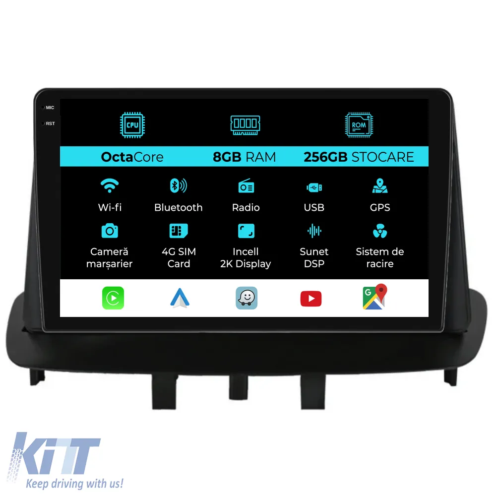 Dedicated Navigation suitable for Renault Megane 3 (2009 - 2015), 2K, 8Gb RAM, 256Gb Storage, Android Auto, Carplay