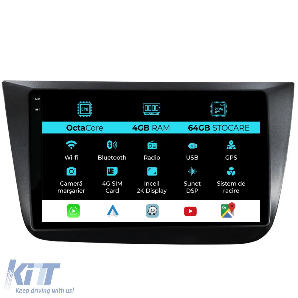 Dedicated Navigation suitable for Seat Altea (2004 - 2015), 2K, 4Gb RAM, 64Gb Storage, Android Auto, Carplay
