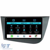 Dedicated Navigation suitable for Seat Leon (2005 - 2012), 2K, 4Gb RAM, 64Gb Storage, Android Auto, Carplay
