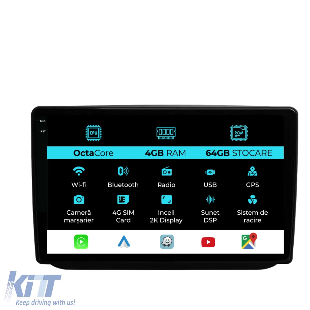 Dedicated Navigation suitable for Skoda Fabia (2007 - 2012), 2K, 4Gb RAM, 64Gb Storage, Android Auto, Carplay