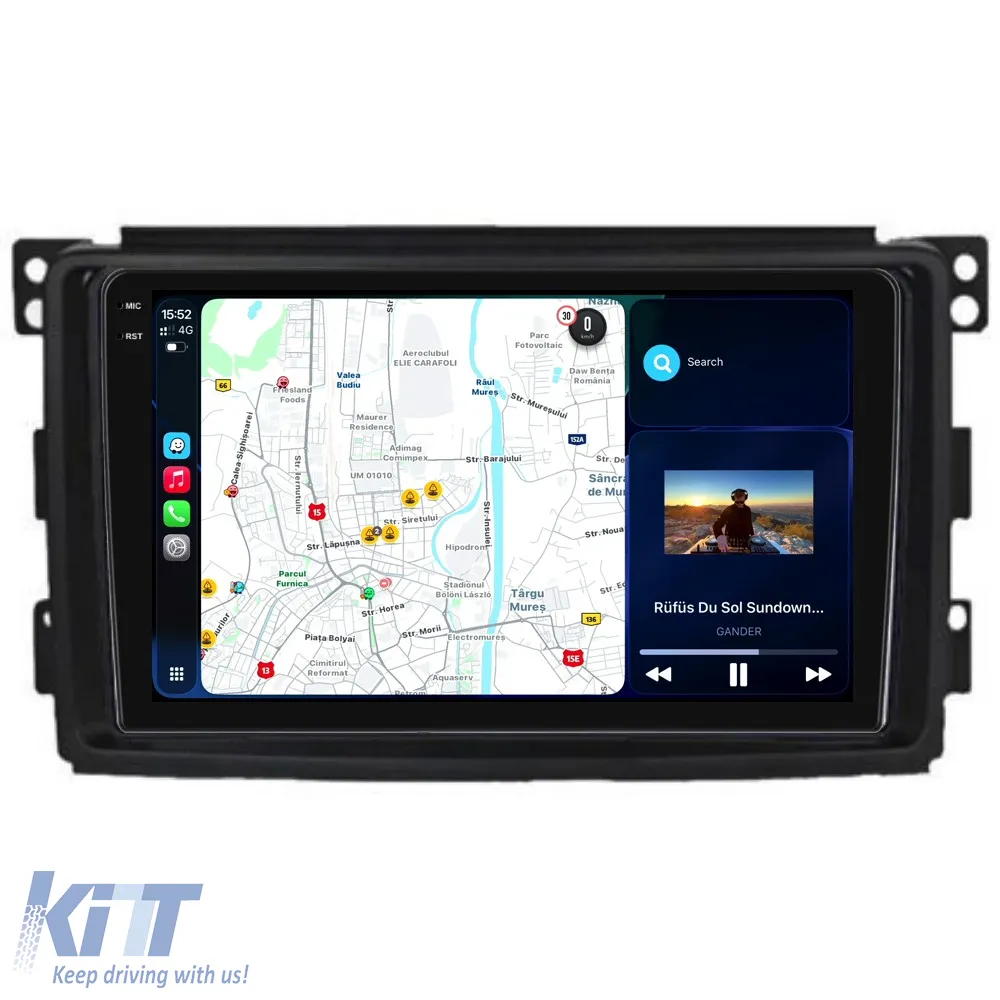 Dedicated Navigation suitable for Smart For Four (2005 - 2010), QuadCore, 9 Inch, 4Gb Ram, 64Gb Storage, Android Auto, Carplay