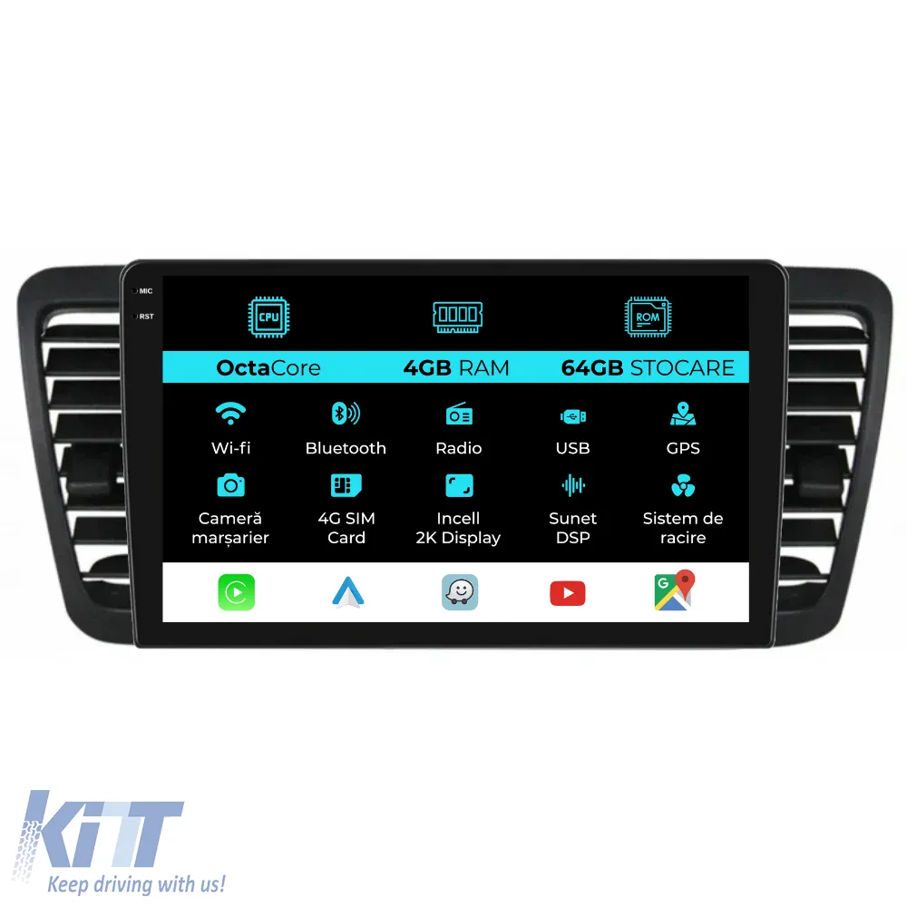 Dedicated Navigation suitable for Subaru Legacy Outback (2004-2009), 2K, 4Gb RAM, 64Gb Storage, Android Auto, Carplay