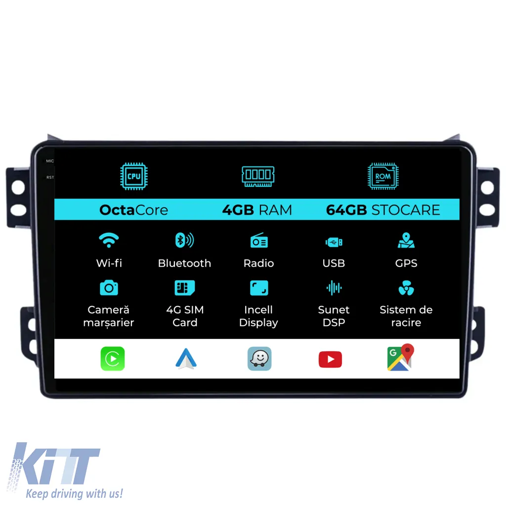 Dedicated Navigation suitable for Suzuki Splash (2008-2014), 9 Inch, 4Gb RAM, 64Gb Storage, Android Auto, Carplay